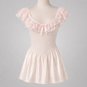 Vintage Intimate Moments Pink Lace Babydoll Mini Dress Women’s Medium M Nylon